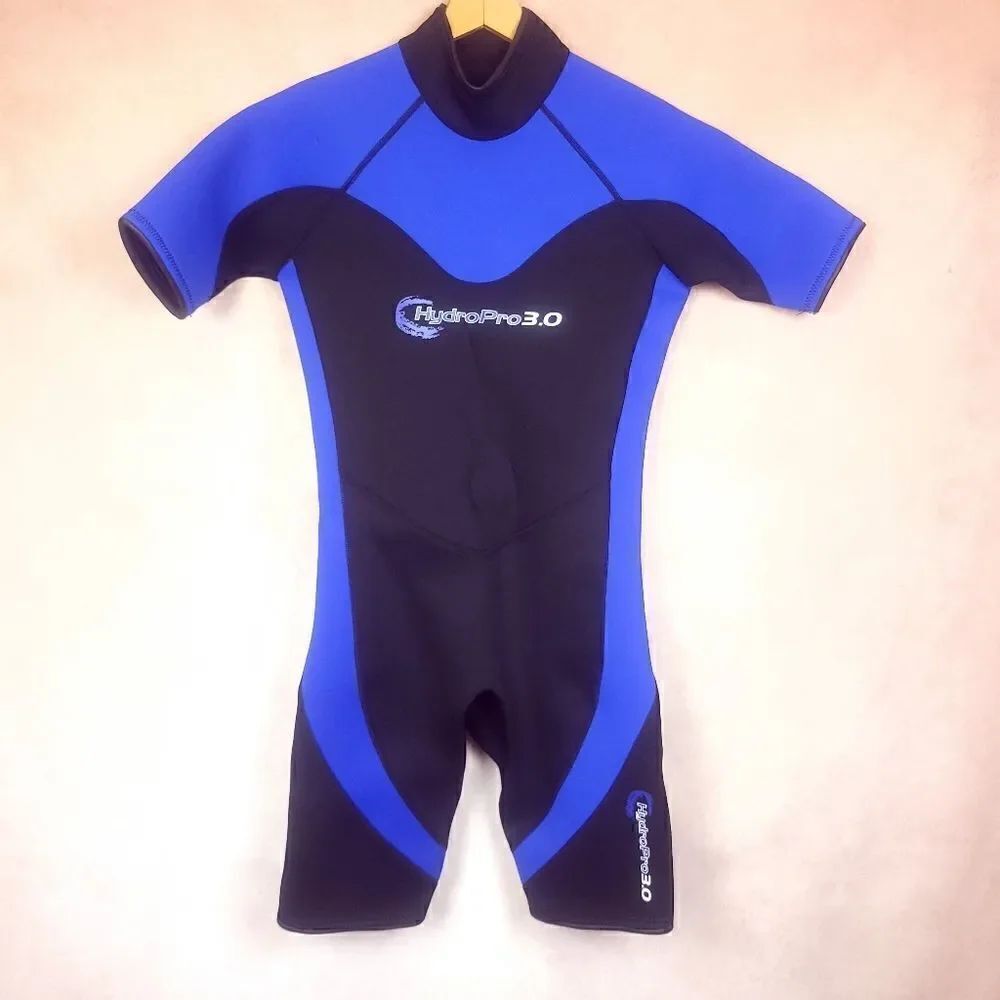 Hydropro 3.0 Black Blue Short Sleeve Wetsuit Size Medium